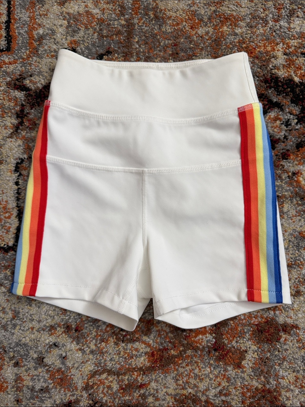 Custom Spiritual Gangster Rainbow Stripe Track Shorts - White - Size XS - Picture 2 of 6